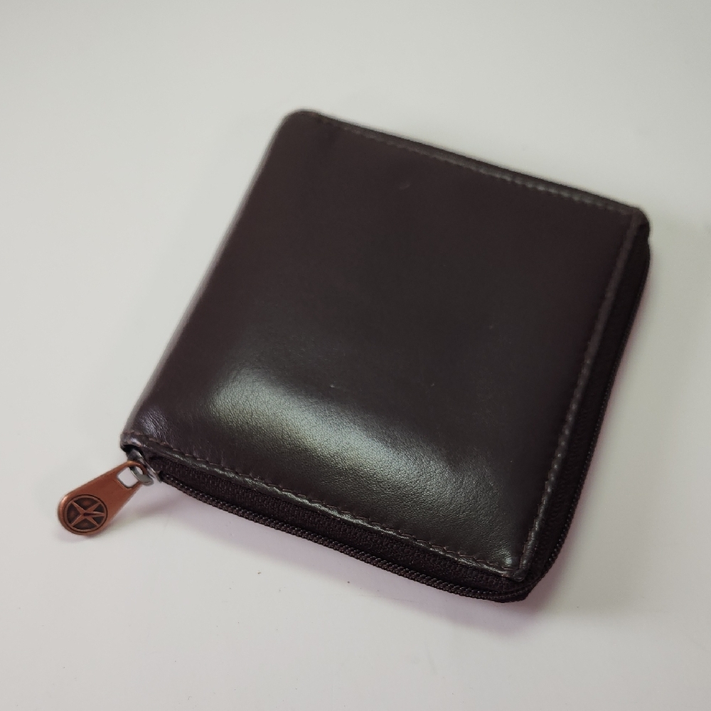 Lichfield 1642 Leather Billfold With Zipper Close EUC English Leather